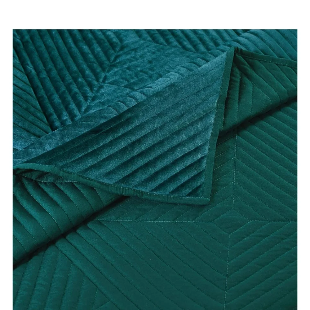 Barefoot Bungalow Riviera Velvet Modern Teal Quilt Set King New